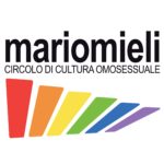 Logo del Circolo di Cultura Omosessuale Mario Mieli con strisce colorate in forma di triangolo.